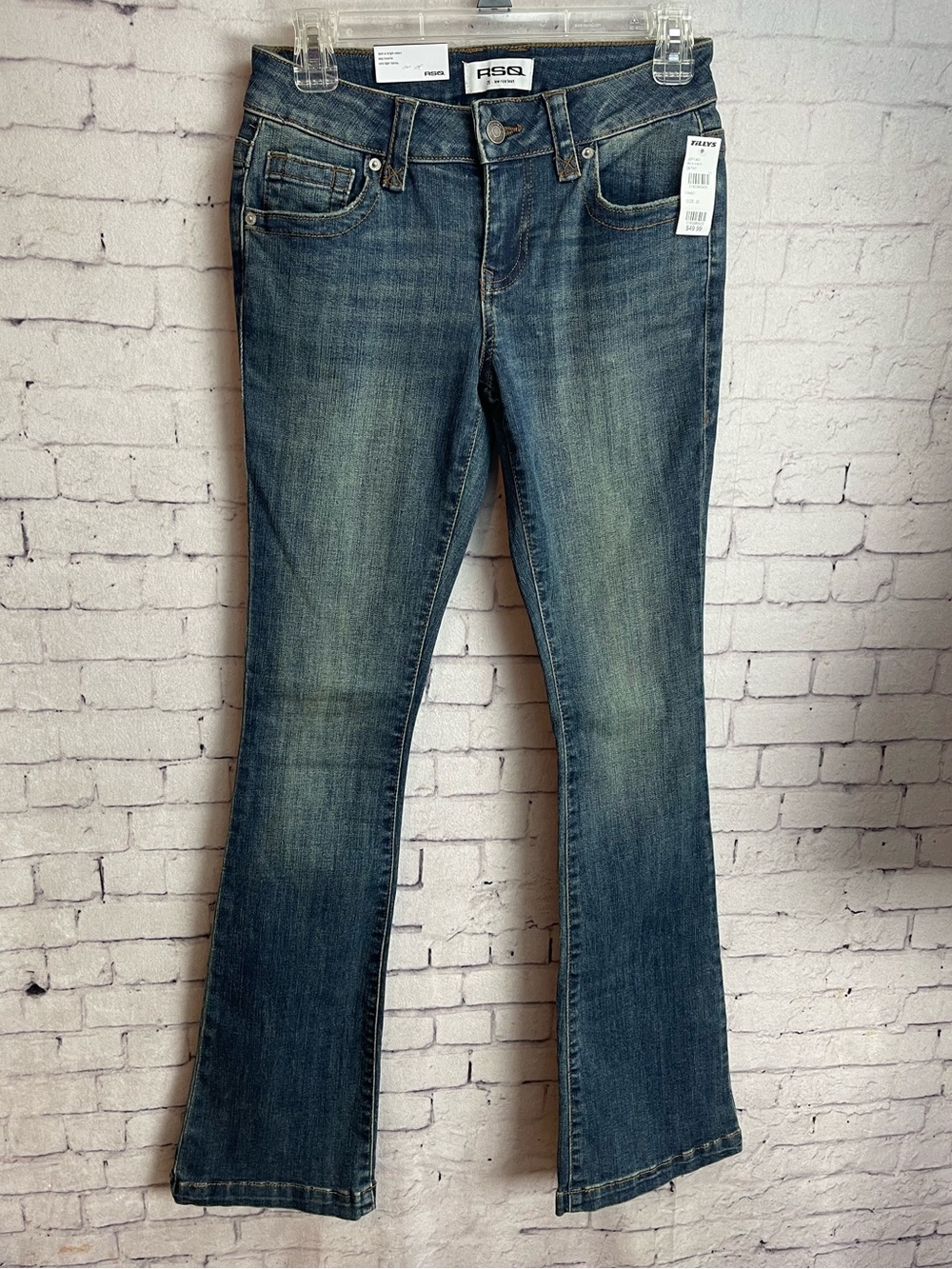 RSQ size 25 low rise boot cut jeans dark wash new